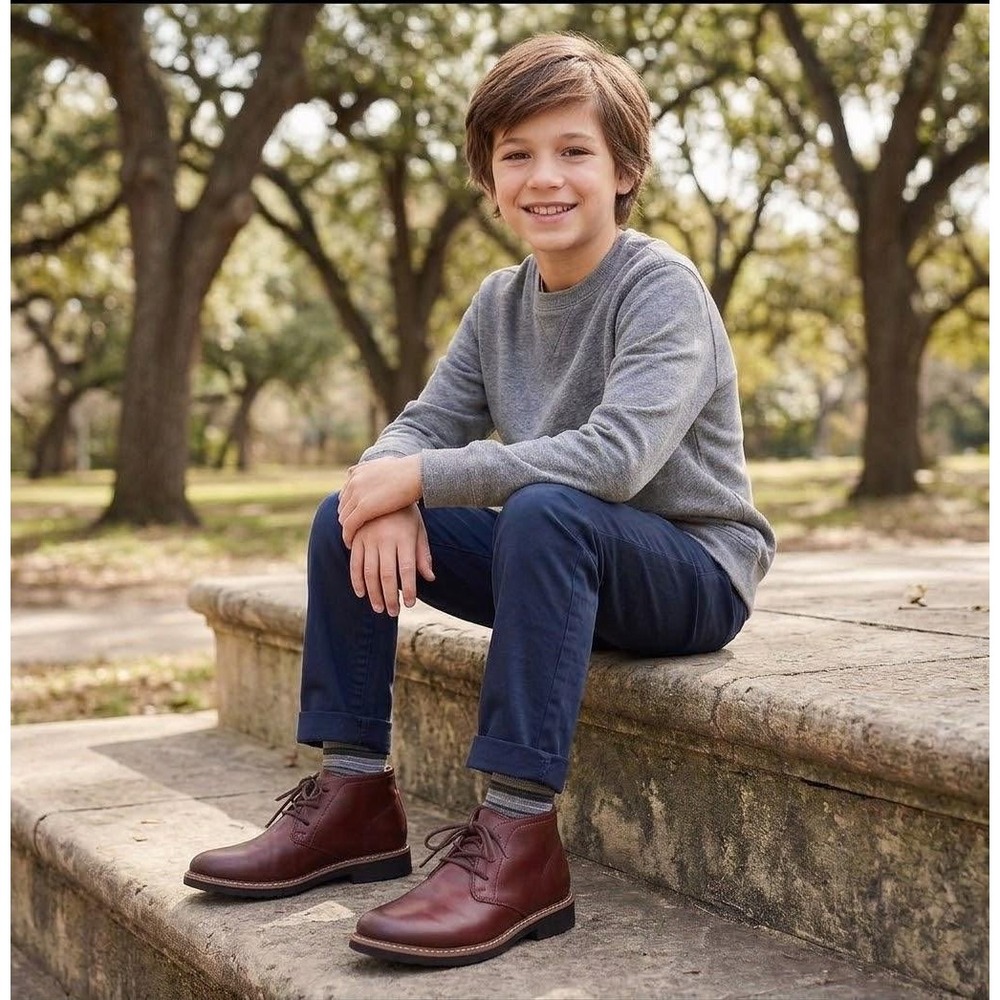 Deer Stags Nick Chukka Boots Kids Size 13M Burgundy Simulated Leather Lace Up